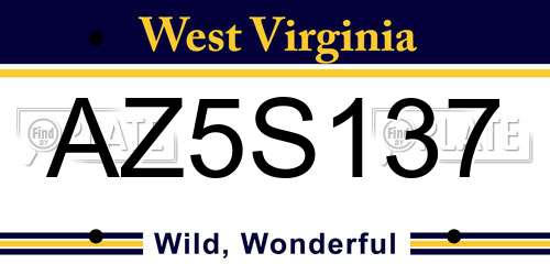 AZ5S137 West Virginia License Plate