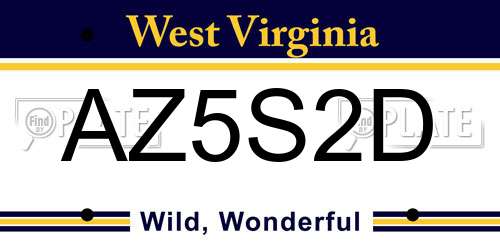 AZ5S2D West Virginia License Plate