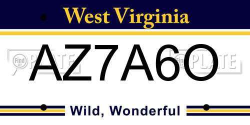 AZ7A6O West Virginia License Plate