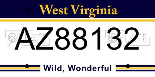 AZ88132 West Virginia License Plate