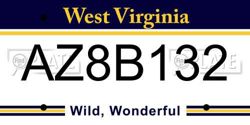 AZ8B132 West Virginia License Plate