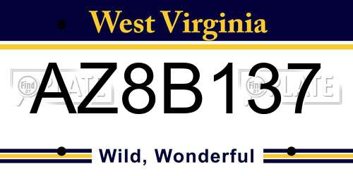 AZ8B137 West Virginia License Plate