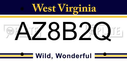 AZ8B2Q West Virginia License Plate
