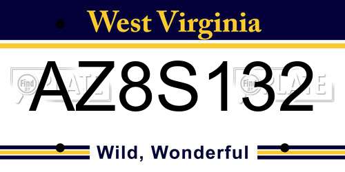 AZ8S132 West Virginia License Plate