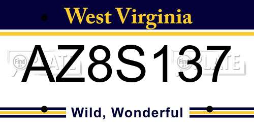 AZ8S137 West Virginia License Plate