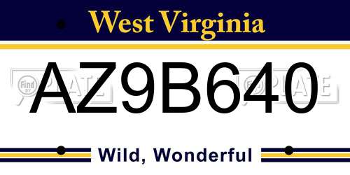 AZ9B640 West Virginia License Plate