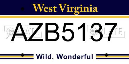 AZB5137 West Virginia License Plate