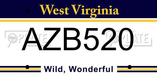 AZB520 West Virginia License Plate