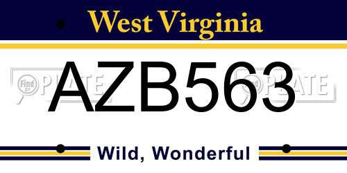 AZB563 West Virginia License Plate