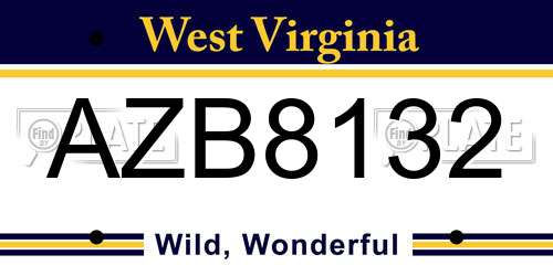 AZB8132 West Virginia License Plate