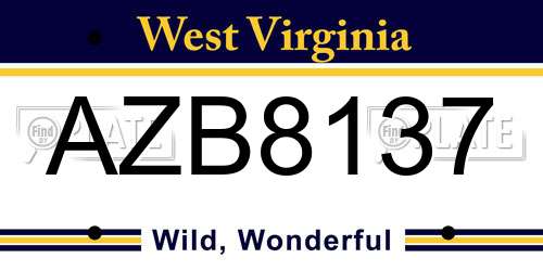 AZB8137 West Virginia License Plate