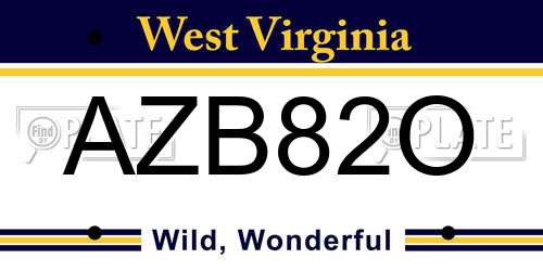 AZB82O West Virginia License Plate