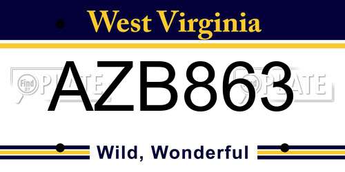 AZB863 West Virginia License Plate