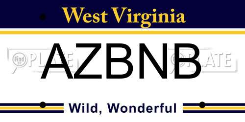 AZBNB West Virginia License Plate