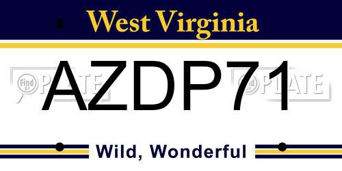 AZDP71 West Virginia License Plate