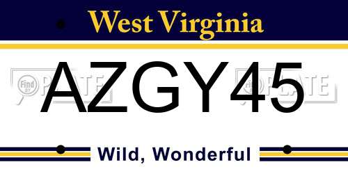 AZGY45 West Virginia License Plate