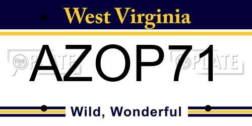 AZOP71 West Virginia License Plate