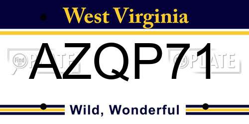 AZQP71 West Virginia License Plate