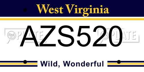AZS520 West Virginia License Plate
