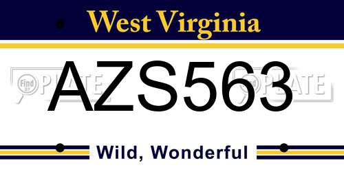 AZS563 West Virginia License Plate
