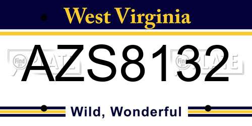 AZS8132 West Virginia License Plate