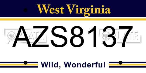 AZS8137 West Virginia License Plate