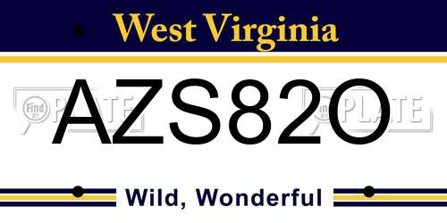 AZS82O West Virginia License Plate