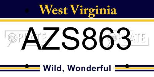 AZS863 West Virginia License Plate