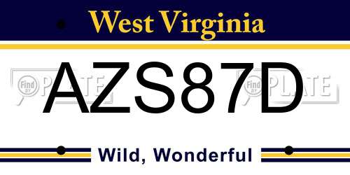 AZS87D West Virginia License Plate