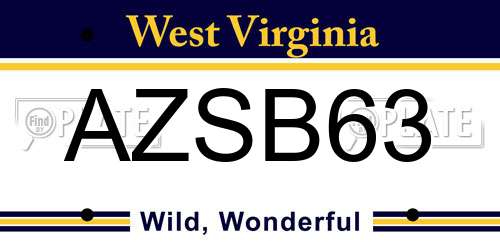 AZSB63 West Virginia License Plate