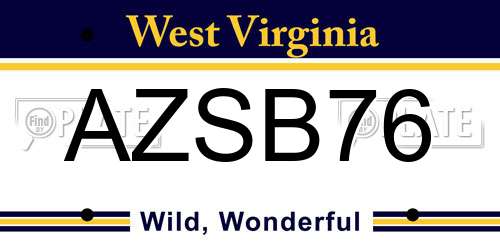 AZSB76 West Virginia License Plate