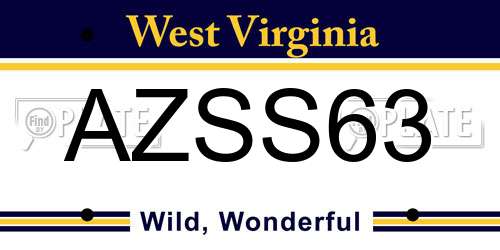 AZSS63 West Virginia License Plate