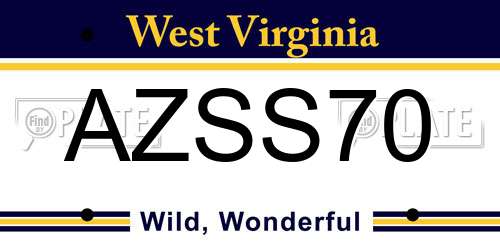 AZSS70 West Virginia License Plate
