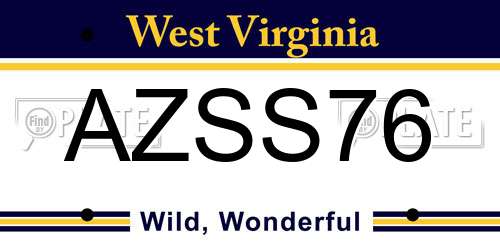 AZSS76 West Virginia License Plate