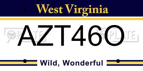 AZT46O West Virginia License Plate