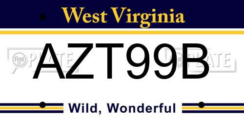 AZT99B West Virginia License Plate