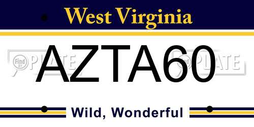 AZTA60 West Virginia License Plate