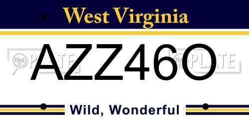 AZZ46O West Virginia License Plate