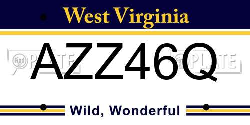 AZZ46Q West Virginia License Plate
