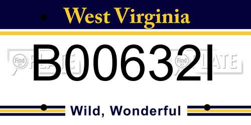 B00632I West Virginia License Plate