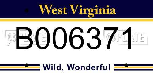 B006371 West Virginia License Plate