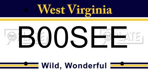 B00SEE West Virginia License Plate