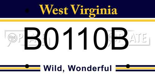 B0110B West Virginia License Plate