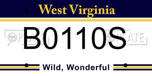 B0110S West Virginia License Plate