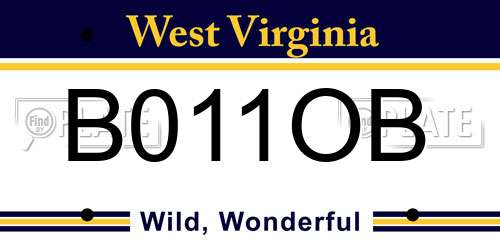 B011OB West Virginia License Plate