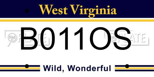 B011OS West Virginia License Plate