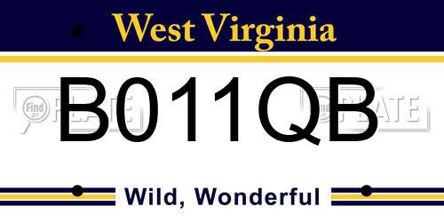 B011QB West Virginia License Plate