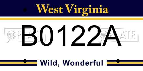B0122A West Virginia License Plate
