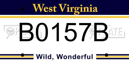 B0157B West Virginia License Plate