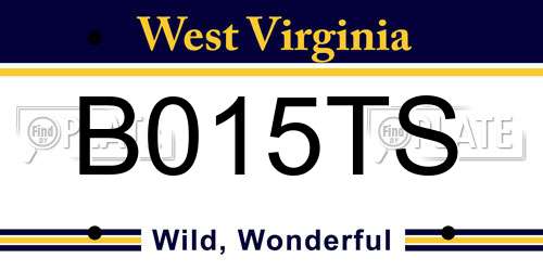 B015TS West Virginia License Plate